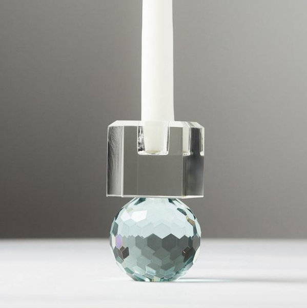 Cut Glass Candle Holder - Clear/Sky, Standard, Assorted