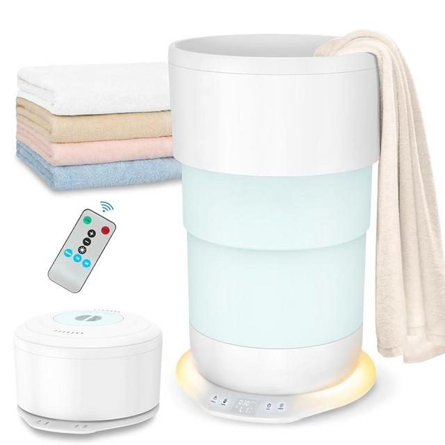 25L Large Towel Warmers for Bathroom, Upgrade Foldable Towel Warmer Bucket with Time Setting and Ambient Lighting, Auto Shut Off, Fits Up to Two 40"X70" Oversized Towels, Bathrobes, Blanket Warmer