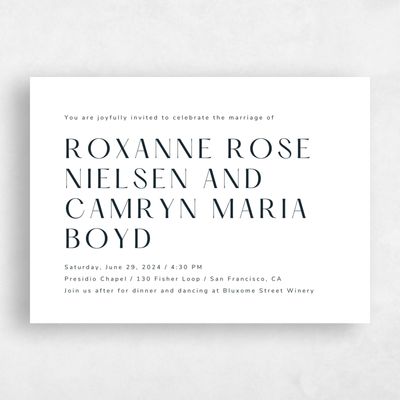 White Wedding Invitation - Cerrito Type