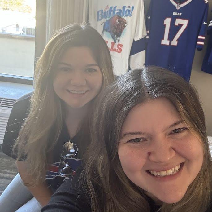 Kaitlyn and Emily getting ready for a Buffalo Bills game!