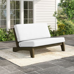Polett Teak Wood Patio Outdoor Armless Lounge Chair - Beige