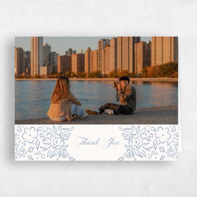 Blue Monogram Wedding Thank You - Anthea Photo