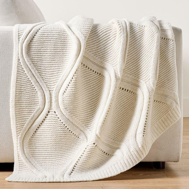 Sweater Knit Throw, 50" x 60", Ivory