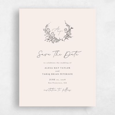Beige Simple Wedding Save the Date - Marnina Portrait