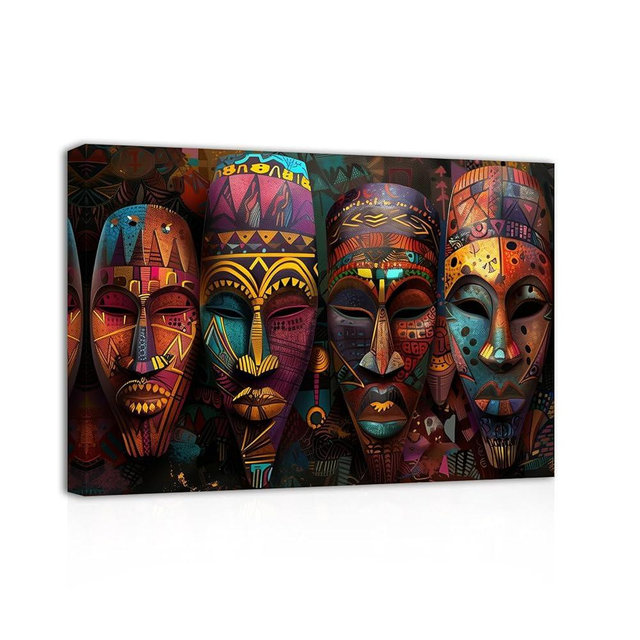 SWQYLB African Mask Wall Art Vintage Traditional Tribal Ethnic Mask Pictures Prints Abstract Africa Culture Artwork African Art Wall Decor Framed (20.00" x 30.00")