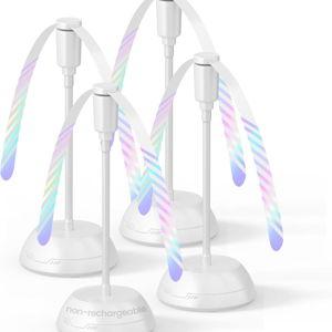 4Pack Food Fan for Table, AA Battery Powered, Portable Fan with Flexible Gooseneck and Soft Blades, Soundless Table Fan for BBQ, Picnic, Party, Patio (Non-rechargeable,White)