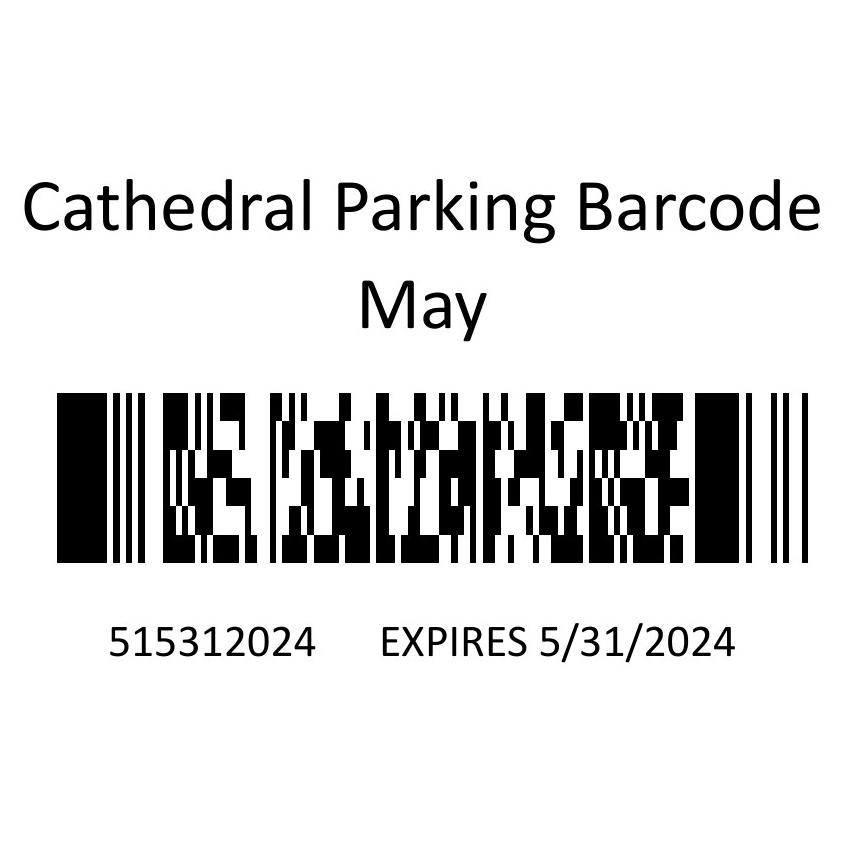 Please use this barcode for free access to the parking garage at 12th and Broadway for the nuptial mass