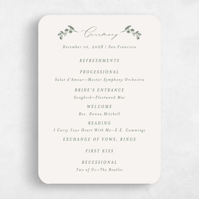 Beige Rounded Wedding Program - Fenwick