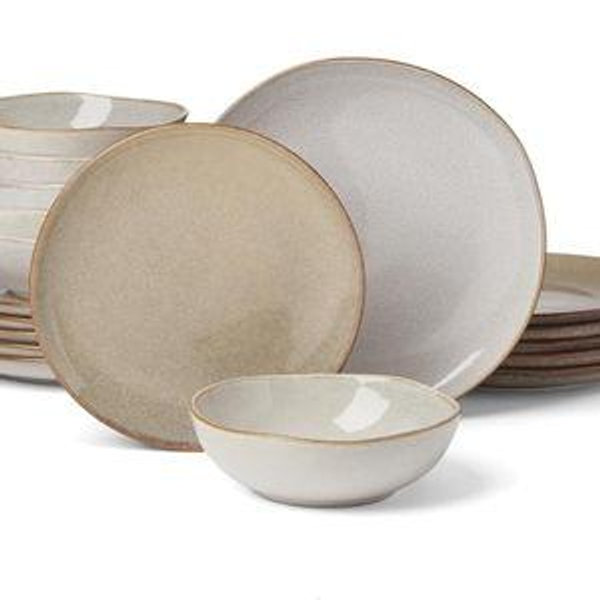 Oneida 899208 Organic Shades Oatmeal 18-Piece Dinnerware Set, Service For 6
