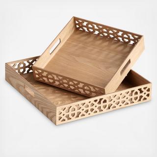 Square XOXO Tray, Set of 2