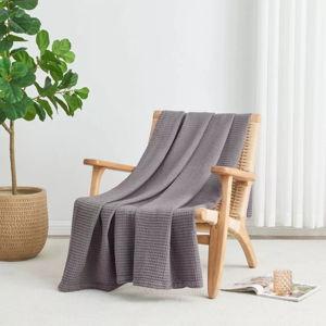 100% Cotton Waffle Weave All-Season Bed Blanket - Great Bay Home (King, Dark Grey)