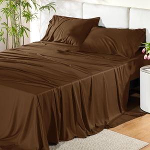 Bedsure King Size Sheets Set, Cooling Sheets for Hot Sleepers, Rayon Derived from Bamboo, Breathable & Soft, Deep Pocket Up to 16 Inches, Hotel Luxury Silky Bedding, Brown