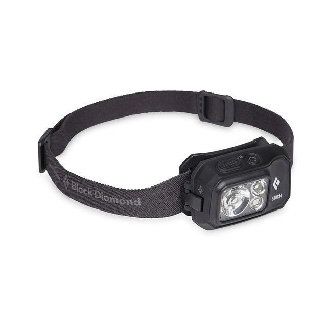 BLACK DIAMOND Storm 450 LED Headlamp (Black) Waterproof and Dimmable Battery Powered Headlamp for Camping, Hiking, Hunting, Running, Work with Red Light Headlamp Mode