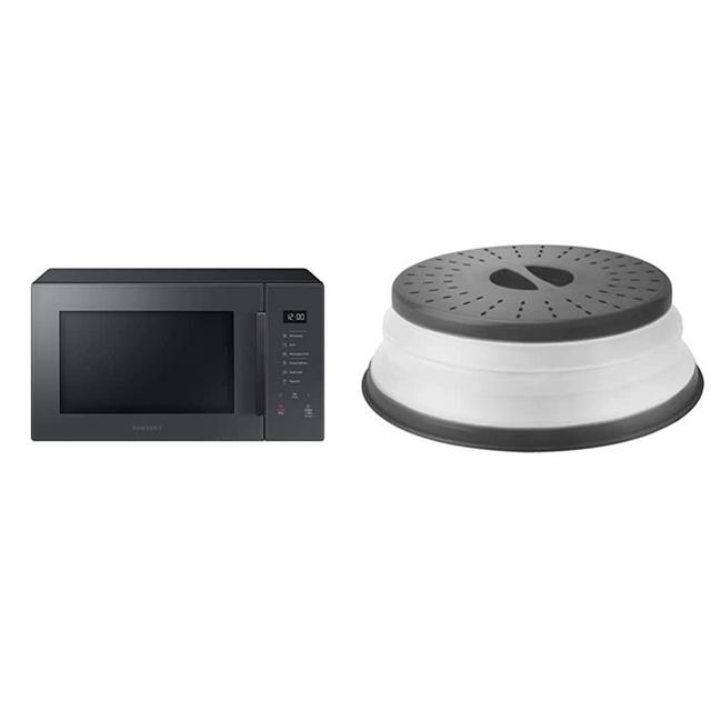Samsung MG11T5018CC Countertop Oven, Charcoal & Tovolo - 81-31531 Vented Collapsible Microwave Splatter Proof Food Plate Cover With Easy Grip Handle Dishwasher-Safe, 10.5" Round, 10.5 inch, Charcoal