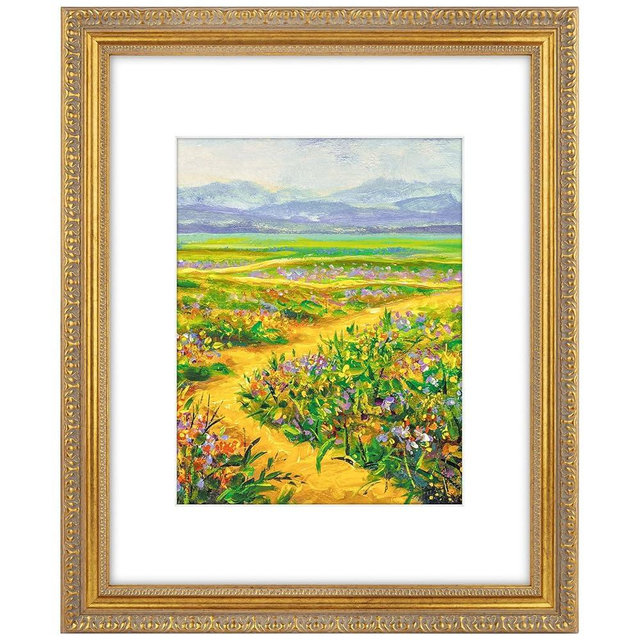 Golden State Art, 16X20 Ornate Vintage Photo Frame with White Mat for 11X14 Pictures or 16X20 Without Mat, Antique Gold Color