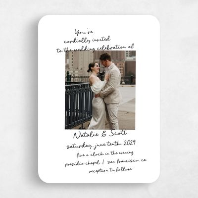 White Rounded Wedding Invitation - Morgay Photo