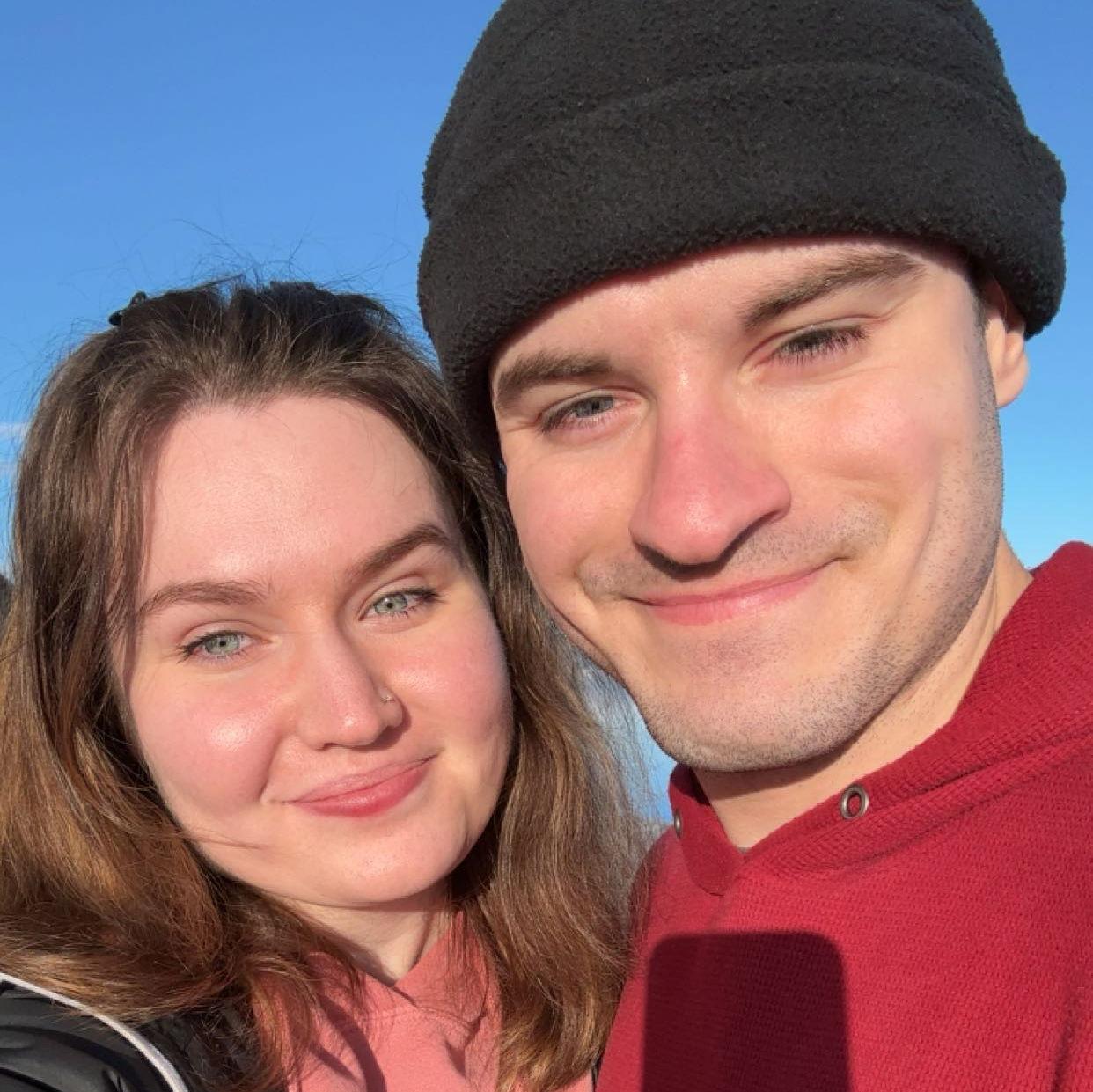 Our first picture together. We were out sight seeing around town.