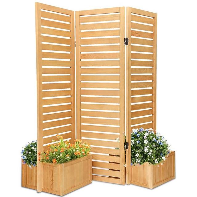 Iococee Upgrade Planter Cedar Privacy Screen, 5.5'X5.2'X1.6' Privacy Planters, Outdoor Freestanding Privacy Screen with Planters Box Kit, Privacy Planters for Patio, Backyard, Gazebo
