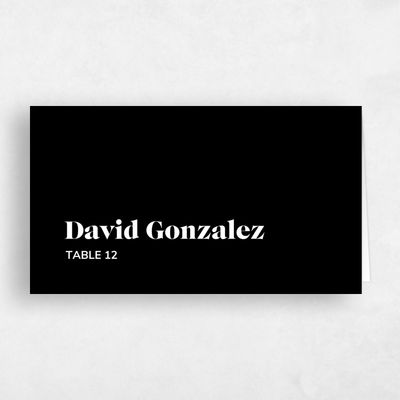 Black Wedding Place Card - Everett