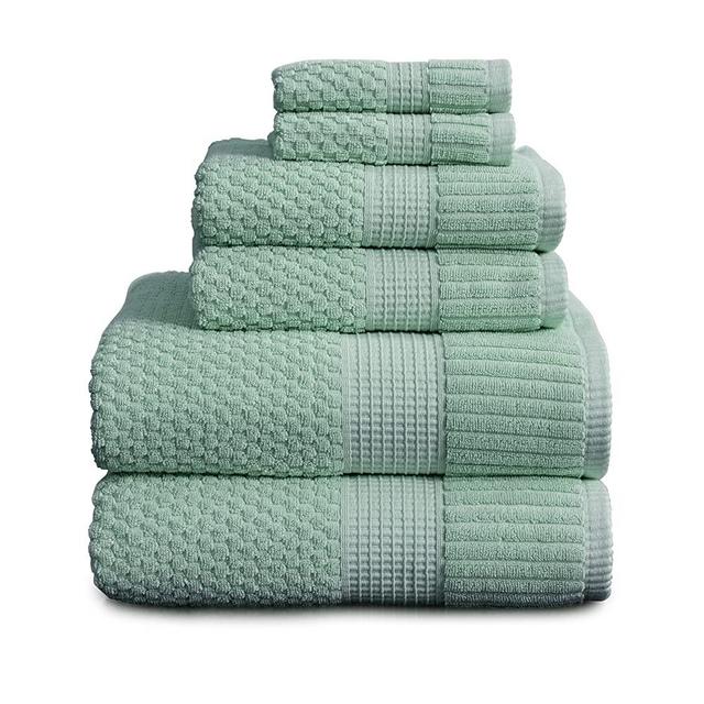100% Cotton Towel Set | Super Soft and Absorbent Quick-Dry 2 Bath Towels 2 Hand Towels and 2 Washcloths |Textured and Durable 600 GSM Cotton | Trinity Collection (6 Piece Set, Wasabi Green)