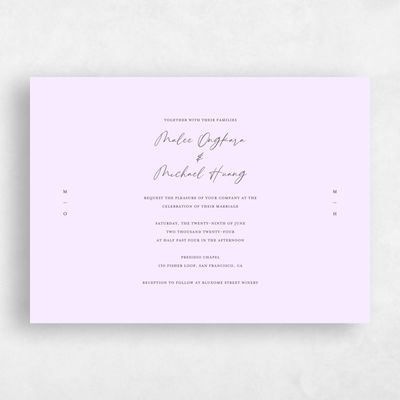 Light Lilac, Purple Wedding Invitation - Ivor Landscape