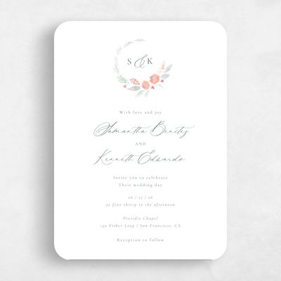 White Rounded Wedding Invitation - Arlington Portrait