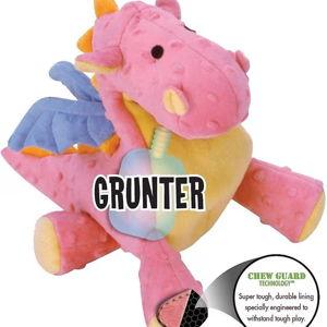 GODOG Dragons Chew Guard Squeaky Plush Dog Toy, Coral, Large - Chewy.com