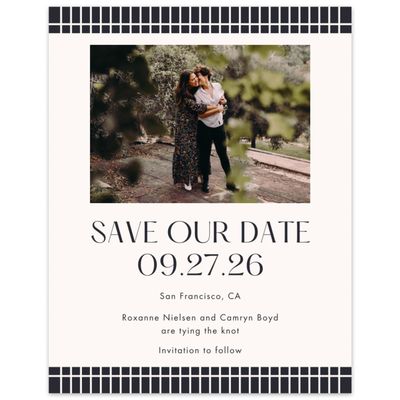 Beige Geometric Wedding Digital Save the Date - Redwood Photo