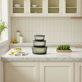 3-Piece Tinted Glass Container Set with Lids