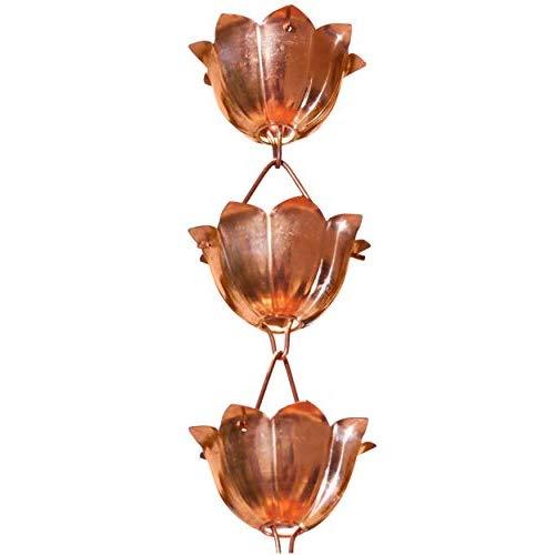 Monarch Pure Copper Lotus Rain Chain, 8-1/2-Feet Length