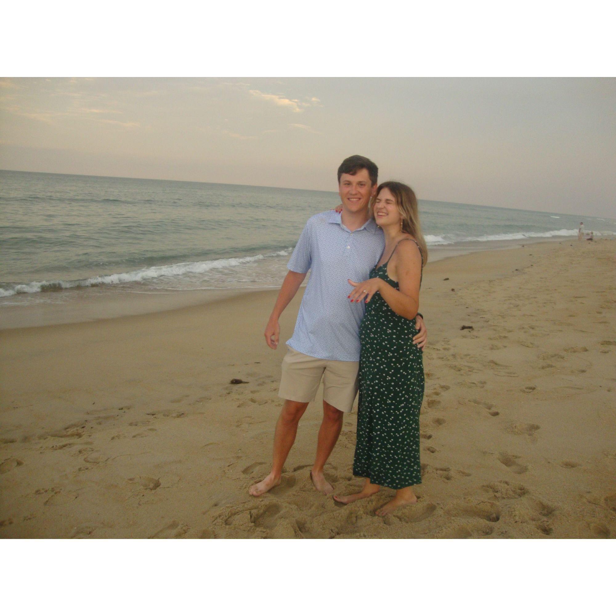 Engaged on the beach in Duck