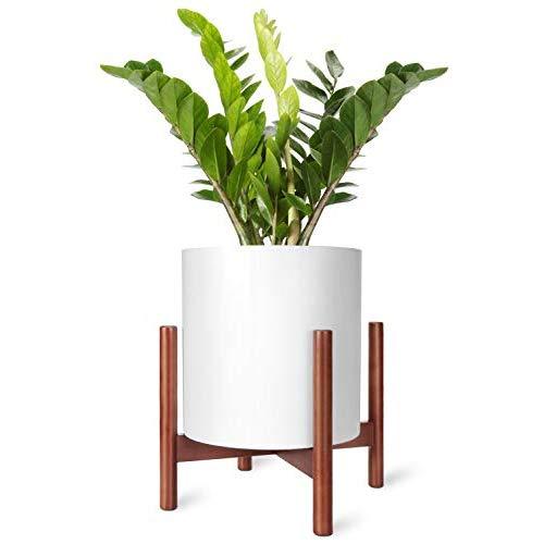 Mkono Plant Stand Mid Century Wood Flower Pot Holder Display (Plant and Pot NOT Included) Potted Rack Rustic, Up to 14 Inch Planter, Brown