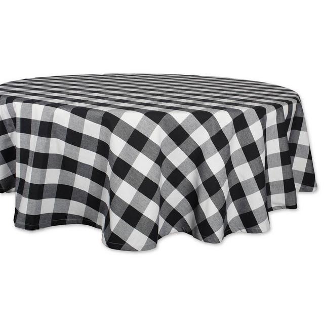 70"R Buffalo Check Tablecloth Black/White - Design Imports
