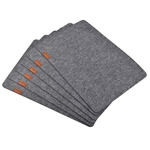 Aonewoe Felt Placemats Set of 6 Absorbent Table Mats Non Slip Heat Resistant Place Mats for Wood Table(Grey)