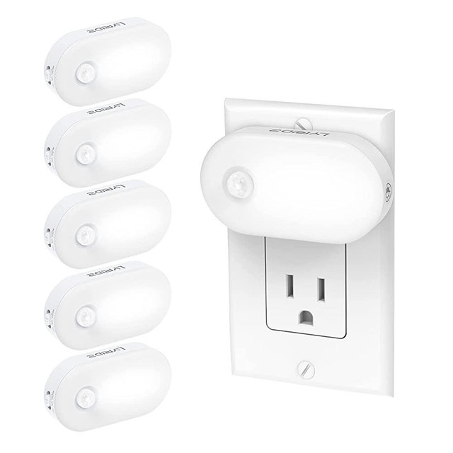 Lyridz Night Lights Plug in, Plug-in Night Light Motion Sensor Light Indoor, Bright LED Nightlight 1-120LM Dimmable Smart Night Light for Bedroom, Kitchen, Stairs, Hallway, Cold White, 6 Pack