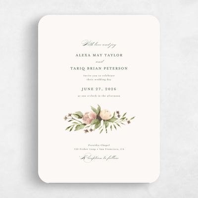 Beige Rounded Wedding Invitation - Cordova Classic