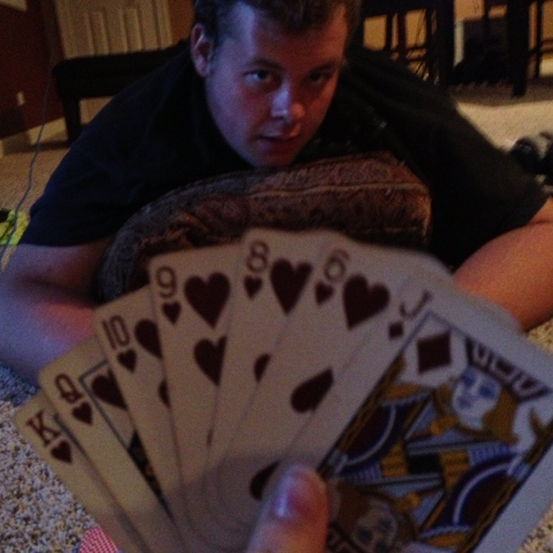 J about to get owned by Hannah in Gin Rummy - July 20th, 2013