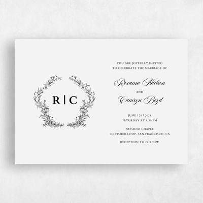 Smoke, Grey Wedding Invitation - Eleanora Landscape