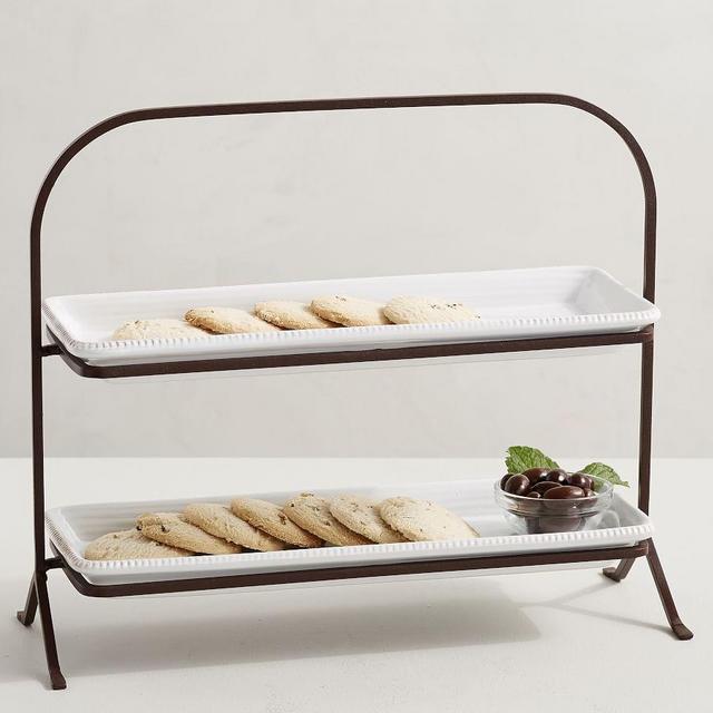 Gabriella 2-Tier Platter Stand, White