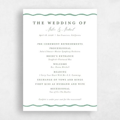 Green Wedding Program - Perkins