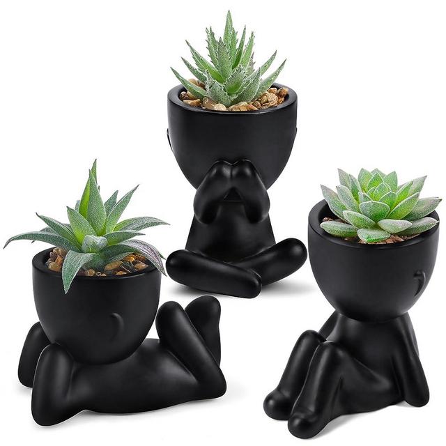 Der Rose 3pcs Fake Succulents Plants Artificial for Bathroom Bedroom Home Room Decor Aesthetic Indoor