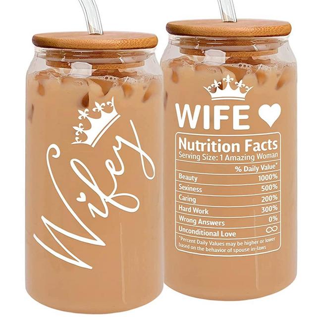 Gifts for Wife from Husband - Wife Gifts - Wedding Anniversary, Birthday Gifts for Wife, Mothers Day Gifts for Wife - Funny I Love You Gifts for Her, Romantic Gifts for Her - 16 Oz Wife Can Glass