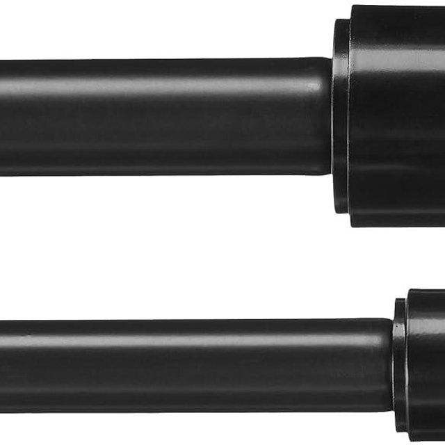 Amazon Basics 1" Double Curtain Rod With Cap Finials - 72" to 144", Black