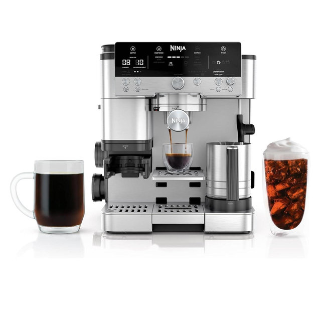 Ninja R-ES601 Luxe Café Premier Series Espresso Machine, Drip Coffee, Cold Brew, Grinder, Tamper, Frother, Silver - Certified Refurbished