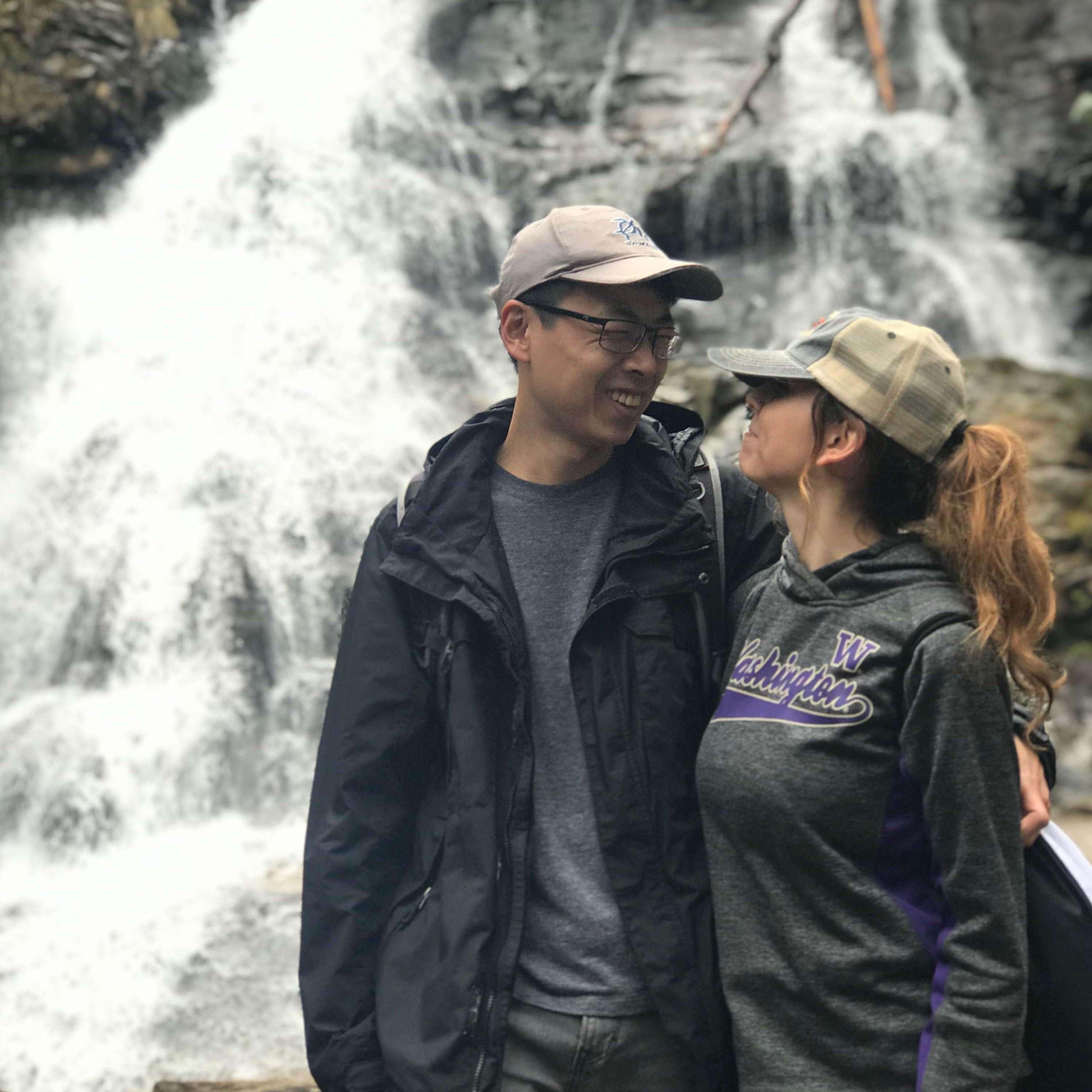 In front of a waterfall in northern Georgia