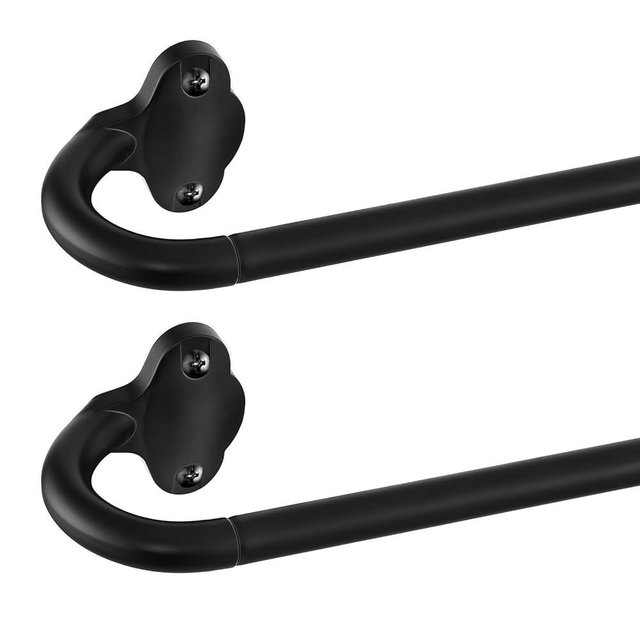 TVWOO 2 Pack Wrap Around Curtain Rods, 28 to 48 Inch, 5/8 Inch Adjustable Blackout Curtain Rod Set, Room Darkening Window Rod, Metal Thicken Hidden Curved Drapery Rod, Matte Black