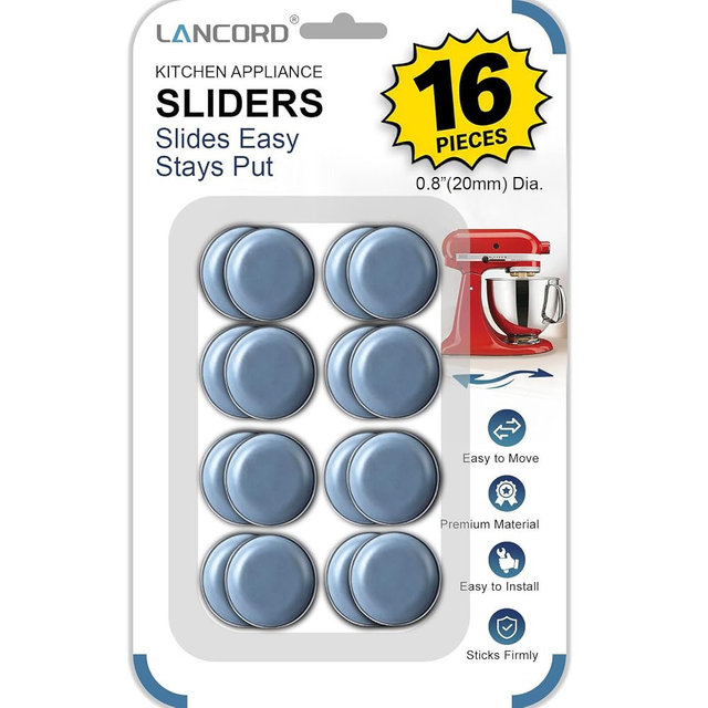 Small Appliance Sliders for Countertop, 16 PCS Kitchen Sliders | Self-Adhesive PTFE Slider Pads, Kitchen Appliance Slider Fit Stand Mixer, Coffee Maker, Air Fryer, Blender