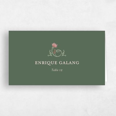 Grayed Hunter, Green Wedding Place Card - Sabriel