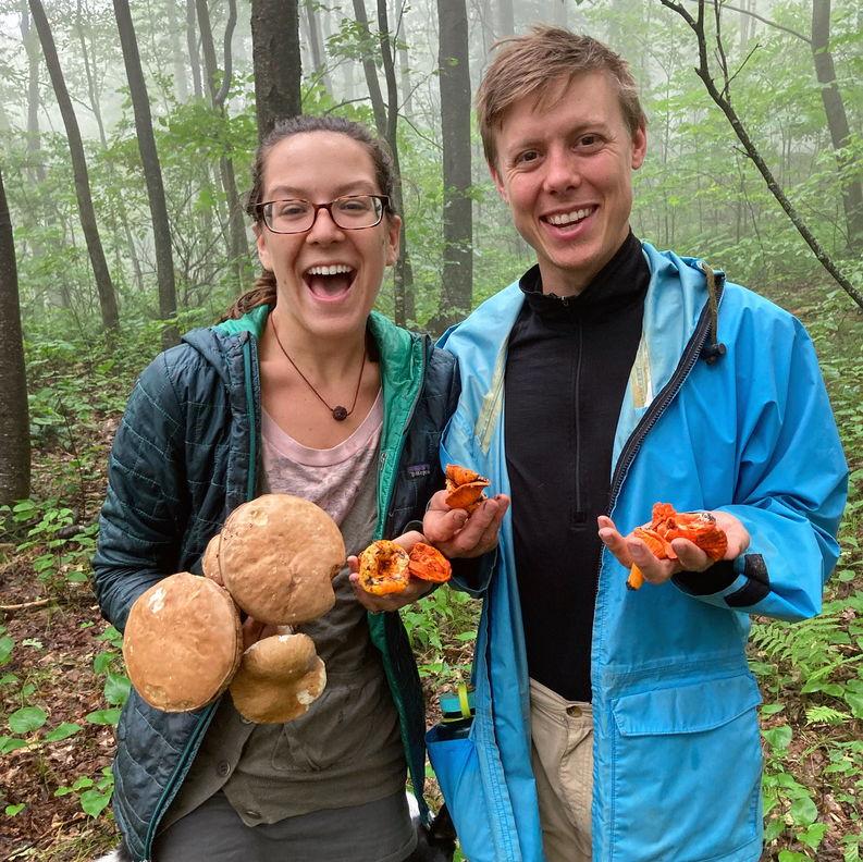 A truly amazing mushroom score, on a hike in Massachusetts