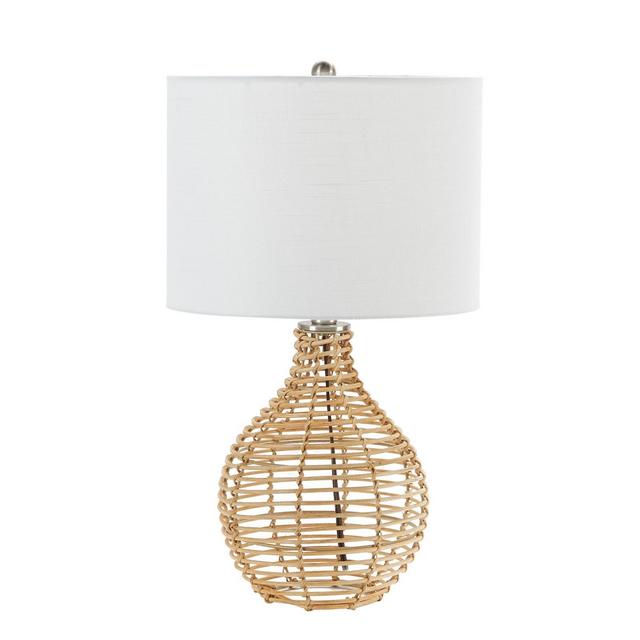 20" Bryce Rattan Silverwood Table Lamp (Includes LED Light Bulb)Light Brown - Decor Therapy